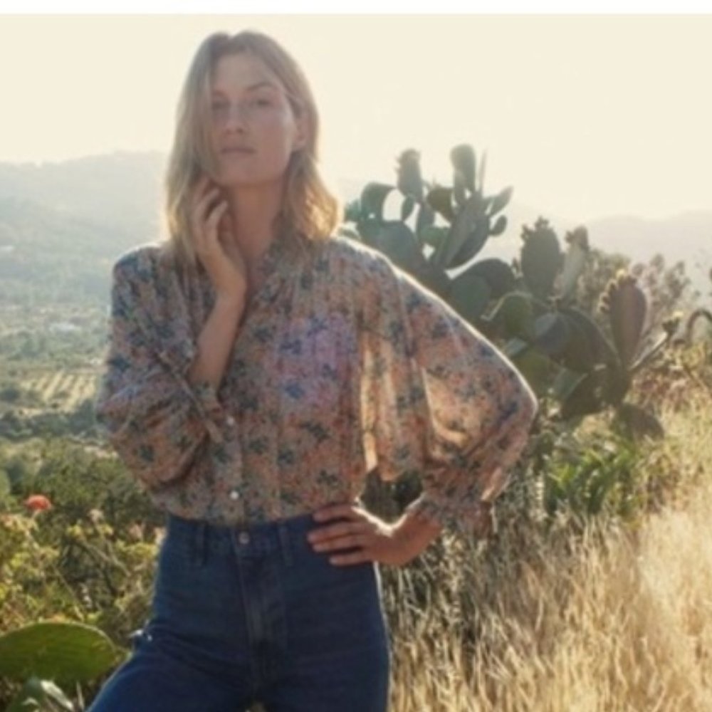 Shop Doen Rose Top in cream last bird floral